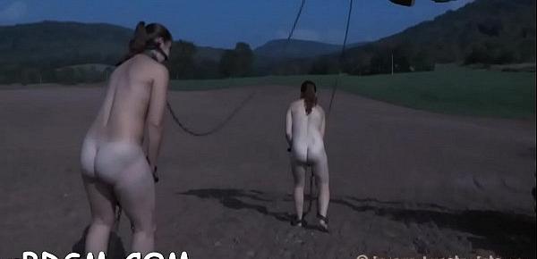  Slave has to wear a metal cage helmet  during slit torturing